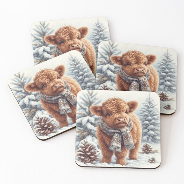 Item preview, Baby Highland Cow in Winter Scarf designed and sold by Animals-on-me.