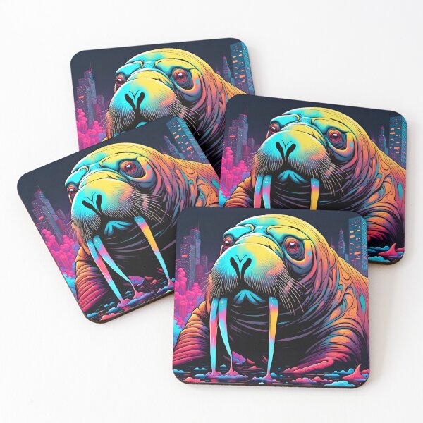 Item preview, The Walrus Has Taken Over our City - Neon Pop Art designed and sold by Bright-Moonrise.