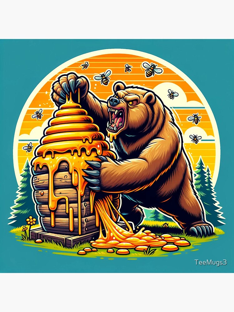 Thumbnail 3 of 3, Sticker, Bear's Sweet Tooth designed and sold by TeeMugs3.