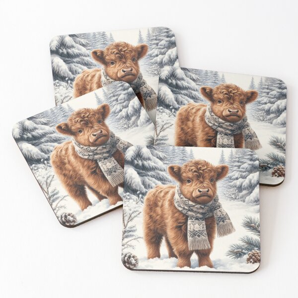 Item preview, Cute Highland Cow in Winter Scarf designed and sold by Animals-on-me.