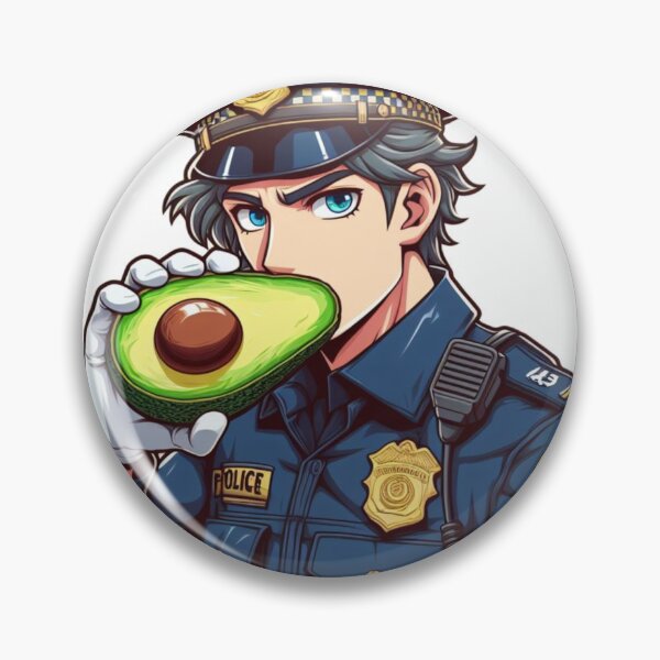 Item preview, a cute police man eats an avocado designed and sold by storeofmylOVE.