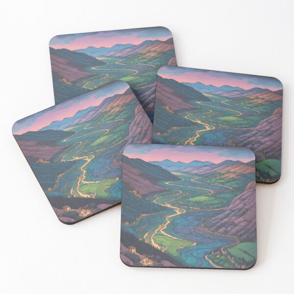 Item preview, Magical valley at night in pastel colors designed and sold by randrdesign.