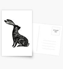 Hare Lino Print Postkarten