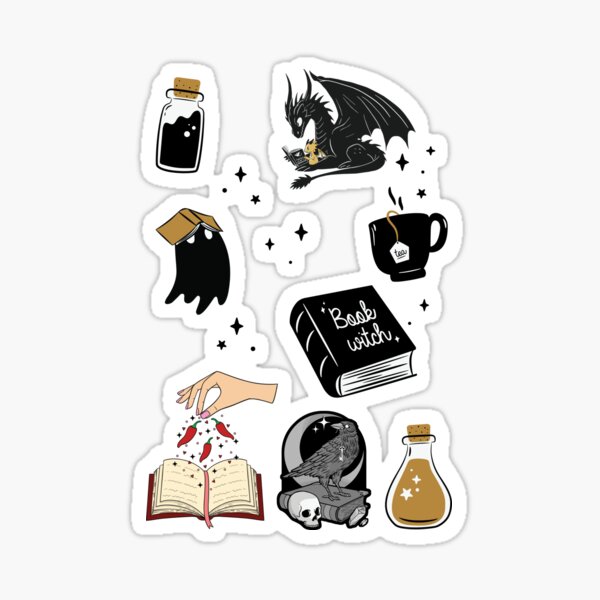 Item preview, Fantasy Bookish Sticker Bundle, Ghosts and Dragons, Book Addict Gifts for All Occasions designed and sold by Eddyed.