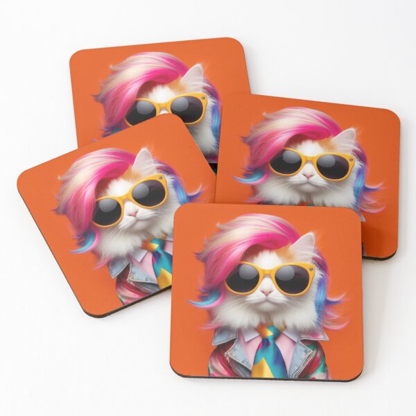 Item preview, Fashionista Rockstar Cat with Yellow glasses designed and sold by clearviewstock.