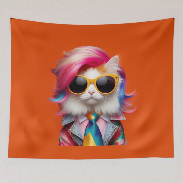 Item preview, Fashionista Rockstar Cat with Yellow glasses designed and sold by clearviewstock.