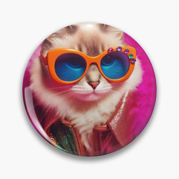 Item preview, Fashionista Rockstar Cat with Orange glasses designed and sold by clearviewstock.