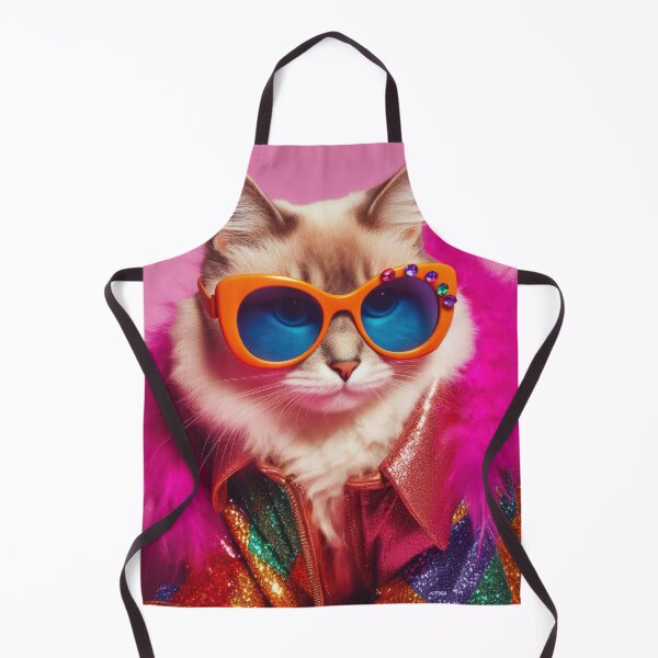 Item preview, Fashionista Rockstar Cat with Orange glasses designed and sold by clearviewstock.