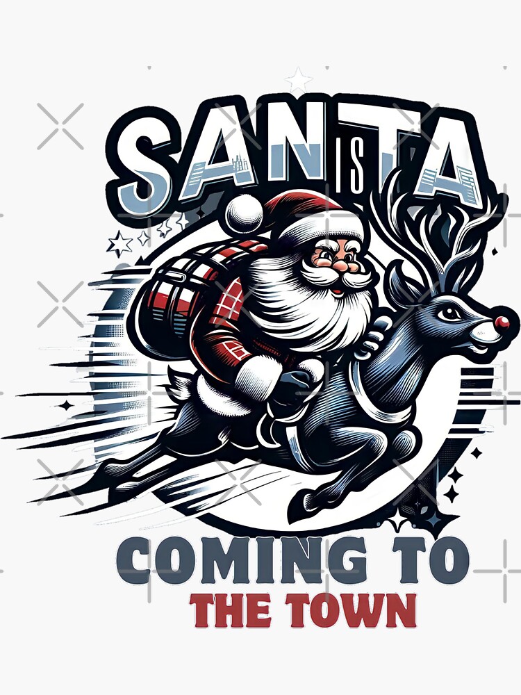 Thumbnail 3 of 3, Sticker, Santa Claus is coming to the town  designed and sold by Coollzone.