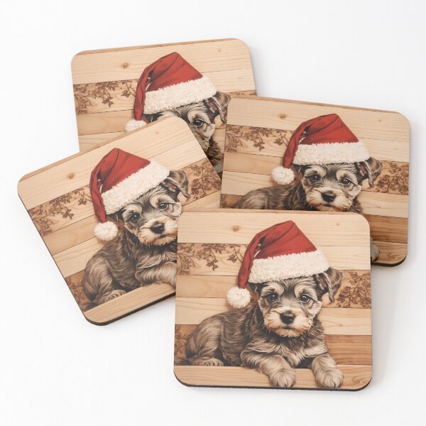 Item preview, Christmas with Miniature Schnauzer: The Endearing Elegance of Wood (Pyro Pets Art - 185) designed and sold by pyropetsart.