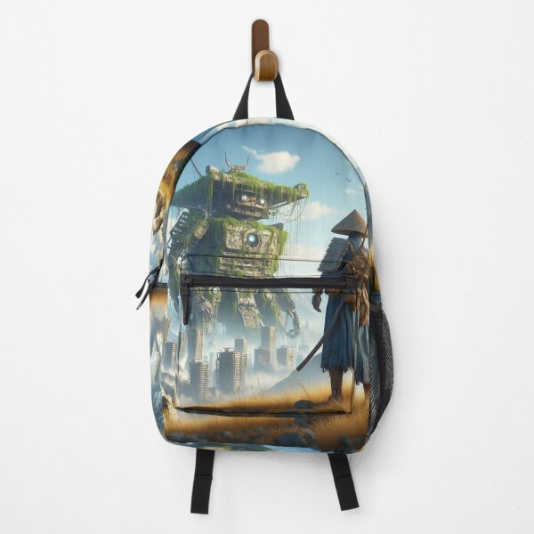 Item preview, Samurai Looking at Giant Robot After the Apocalypse 2 - Cyberpunk designed and sold by Design Raptor.