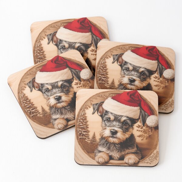 Item preview, Christmas with Miniature Schnauzer: The Endearing Elegance of Wood (Pyro Pets Art - 186) designed and sold by pyropetsart.