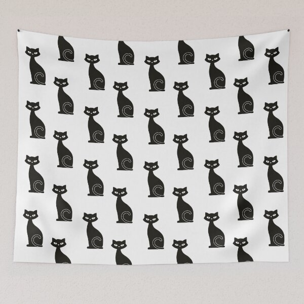 Item preview, Black Cat Pattern White Background designed and sold by TenebrousRose.