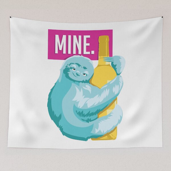 Item preview, Wine Sloth Hug "Mine" Colorful designed and sold by polliadesign.