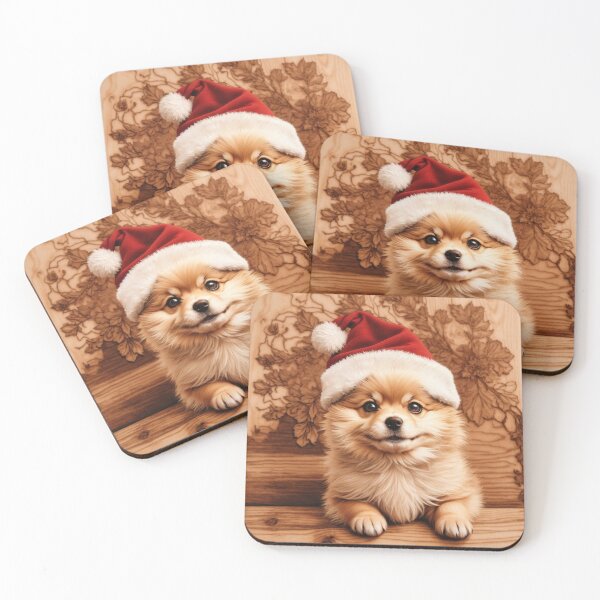 Item preview, Christmas with Pomeranian: The Spirited Charm of Wood (Pyro Pets Art - 196) designed and sold by pyropetsart.