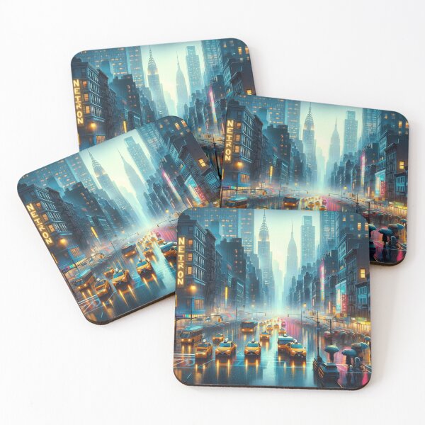 Item preview, Neon Rain: New York Nightscape designed and sold by sarabelmont.