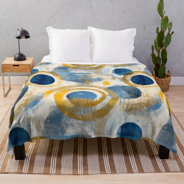 Item preview, Gold and Blue Circles Geometric Pattern designed and sold by Miriam-Feyga Bunimovich.