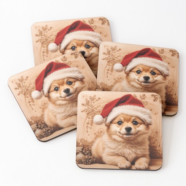 Item preview, Christmas with Pomeranian: The Spirited Charm of Wood (Pyro Pets Art - 197) designed and sold by pyropetsart.