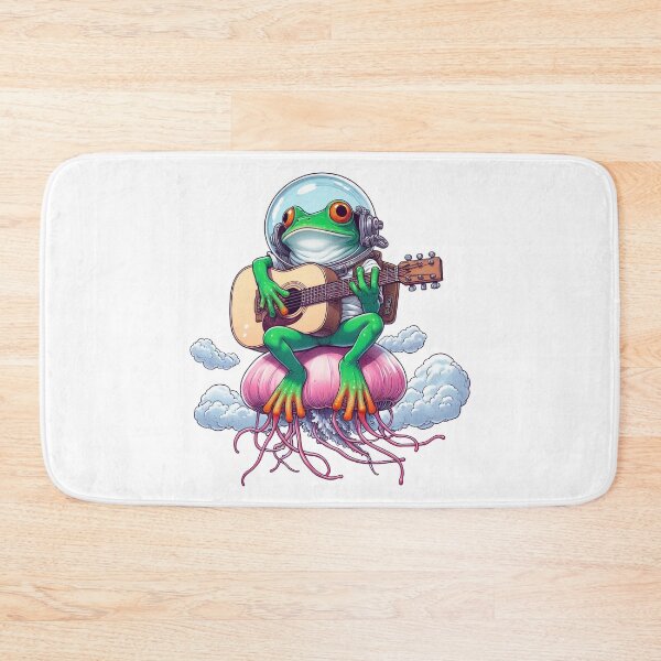 Item preview, Frog Playing Guitar On Magic Flying Jellyfish designed and sold by UnrealQuake.