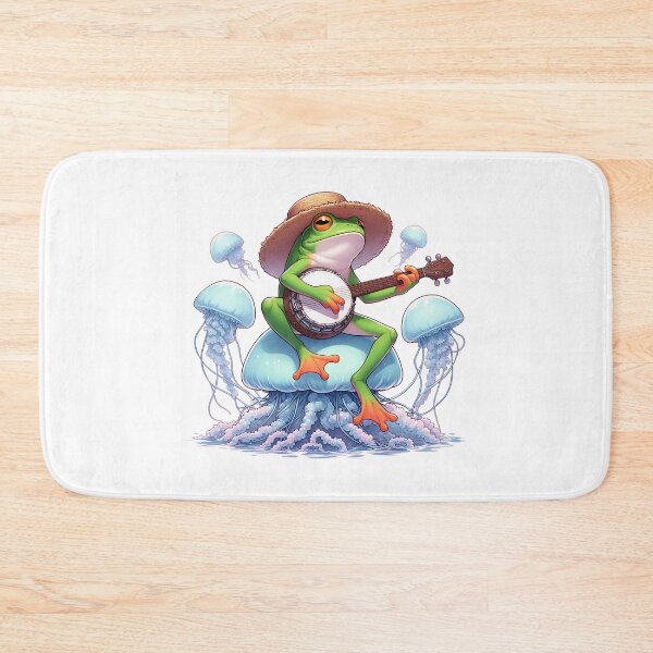 Item preview, Frog Playing Banjo On Magic Flying Jellyfish designed and sold by UnrealQuake.