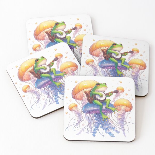 Item preview, Frog Playing Banjo On Magic Flying Jellyfish designed and sold by UnrealQuake.