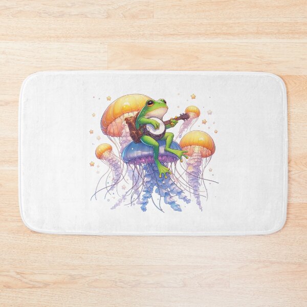 Item preview, Frog Playing Banjo On Magic Flying Jellyfish designed and sold by UnrealQuake.