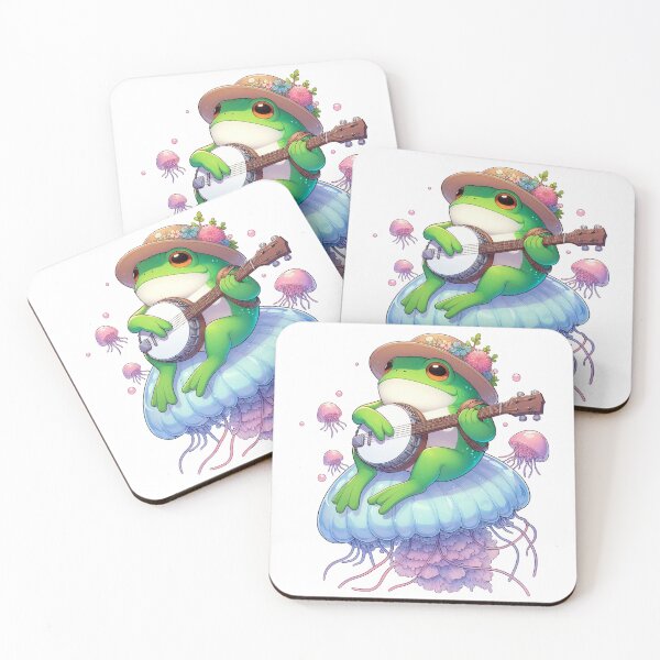Item preview, Frog Playing Banjo On Magic Flying Jellyfish designed and sold by UnrealQuake.