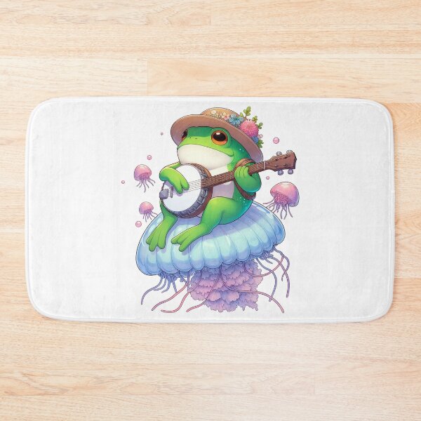Item preview, Frog Playing Banjo On Magic Flying Jellyfish designed and sold by UnrealQuake.