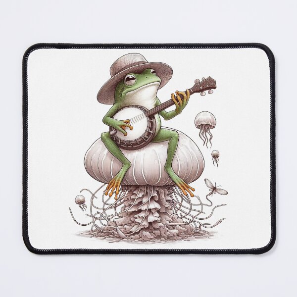 Item preview, Frog Playing Banjo On Magic Flying Jellyfish designed and sold by UnrealQuake.