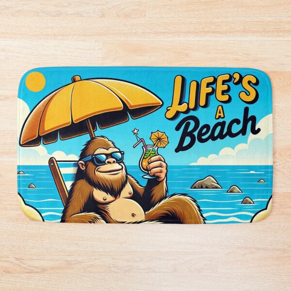 Item preview, Cartoon Bigfoot "Life's a Beach" designed and sold by Zestpond.