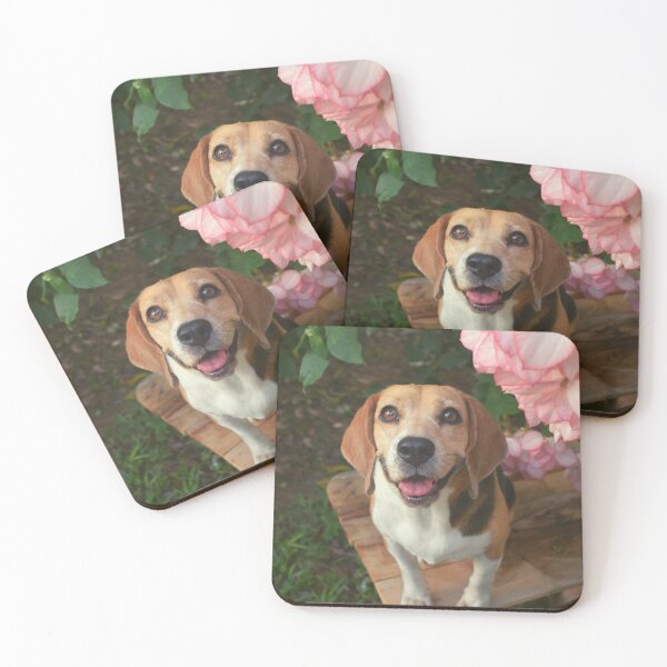 Item preview, A Happy Smiling Beagle Surrounded By Flowers Photo designed and sold by TheAnimalZ00.