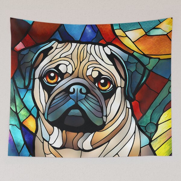 Item preview, Pug Dog Stained Glass Art Colorful Dog Pug Dog Lover Gift designed and sold by MotleyPlay.