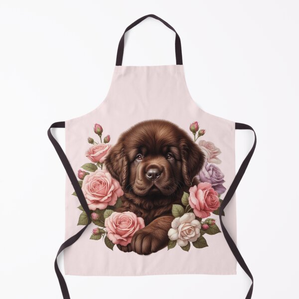 Item preview, Brown Newfoundland Puppy with Roses Valentine's Day designed and sold by Animals-on-me.