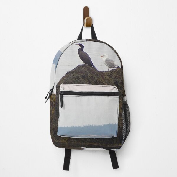 Item preview, Cormorant and Two Seagulls on Seaweed Covered Rock in Bay of Fundy designed and sold by gistinker.