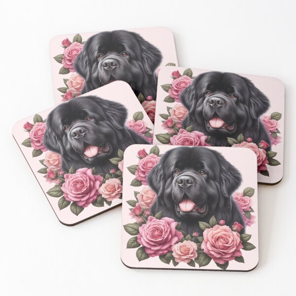 Item preview, Black Newfoundland Dog with Roses Valentine's Day designed and sold by Animals-on-me.