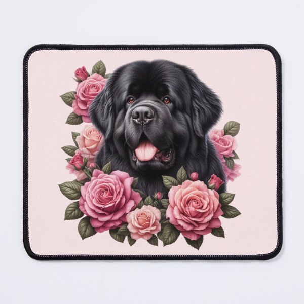 Item preview, Black Newfoundland Dog with Roses Valentine's Day designed and sold by Animals-on-me.