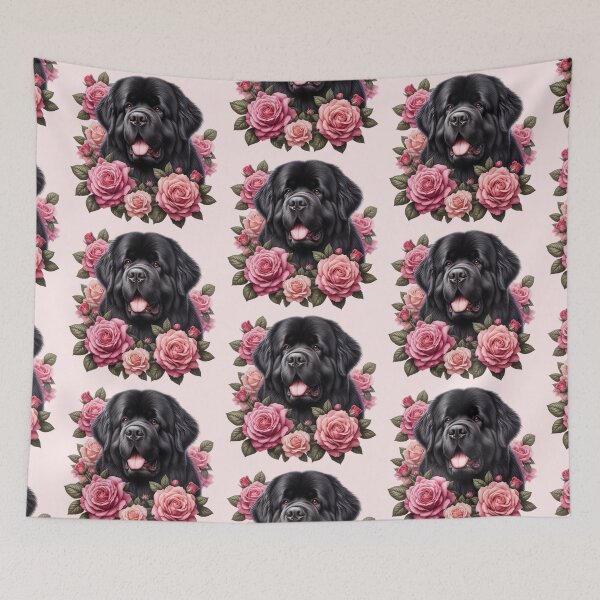 Item preview, Black Newfoundland Dog with Roses Valentine's Day designed and sold by Animals-on-me.