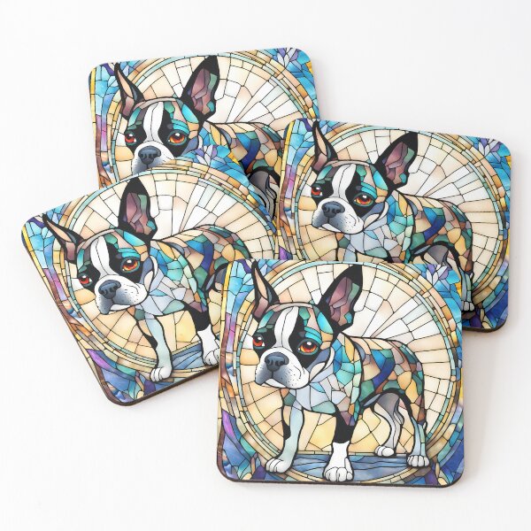Item preview, Boston Terrier Dog Stained Glass Art Colorful Dog Boston Terrier Dog Lover Gift designed and sold by MotleyPlay.