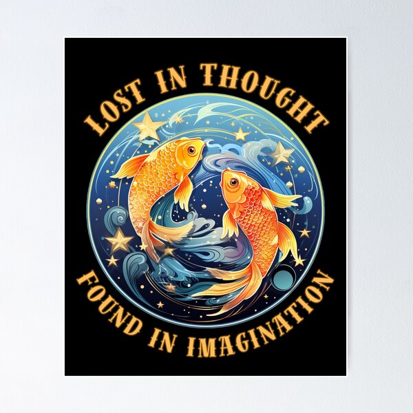 Item preview, Lost In Thought, Found In Imagination. pisces quote designed and sold by ZodiacWonders.