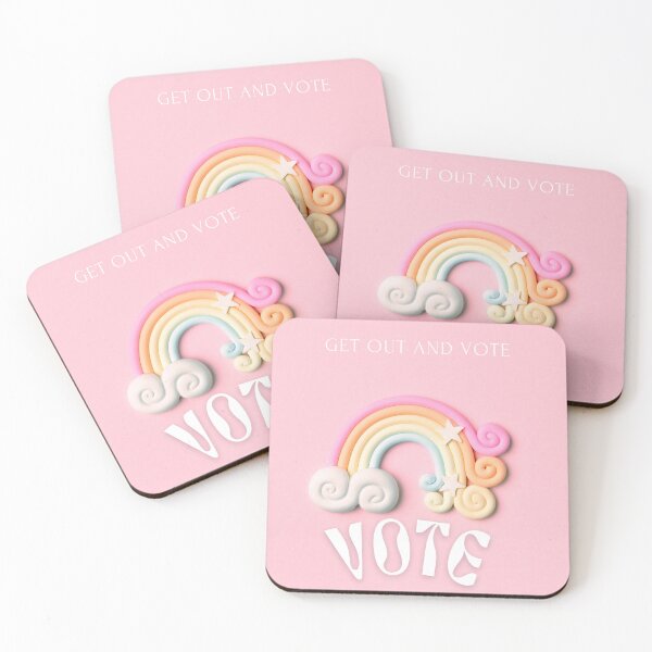 Item preview, Pink Kawaii Cute Rainbow Pastel Vote designed and sold by VioletsnPansies.