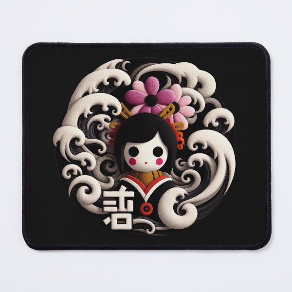 Item preview, Geisha Doll Wool Felt Art | Japanese Digital Illustration designed and sold by GALUMARKET.