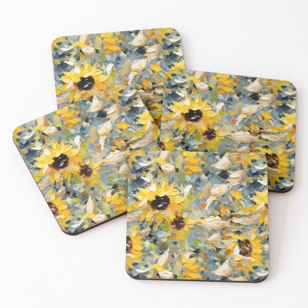 Aperçu de l'œuvre Pétales et graines de tournesol épars 2 - Motif floral impressionniste créée et vendue par HAL2501.