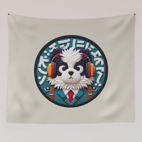 Aperçu de l'œuvre DJ Dog Wool Felt Art | Illustration numérique japonaise créée et vendue par GALUMARKET.