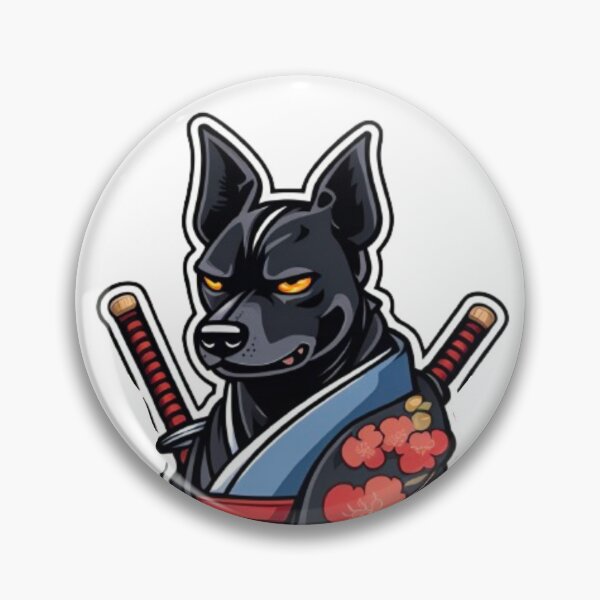 Item preview, Cute Japan samurai puppy black dog designed and sold by KorArtStudio.