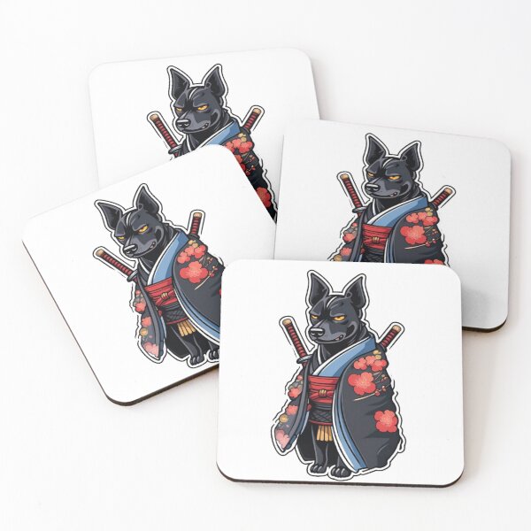 Item preview, Cute Japan samurai puppy black dog designed and sold by KorArtStudio.