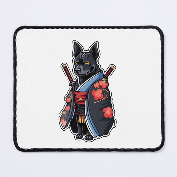 Item preview, Cute Japan samurai puppy black dog designed and sold by KorArtStudio.