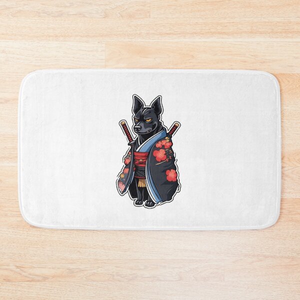 Item preview, Cute Japan samurai puppy black dog designed and sold by KorArtStudio.