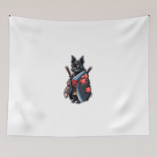 Item preview, Cute Japan samurai puppy black dog designed and sold by KorArtStudio.