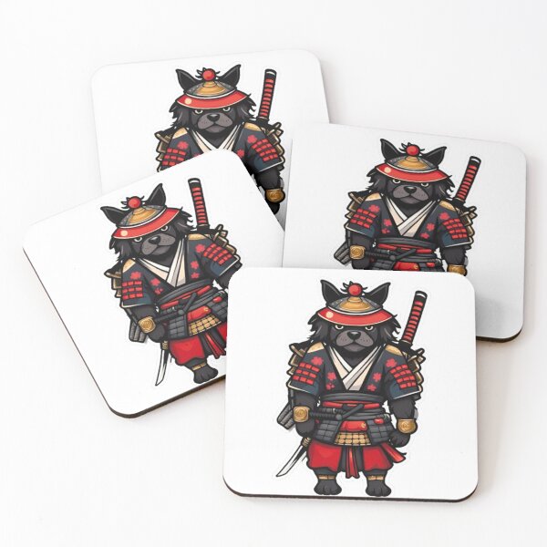 Item preview, Cool Japan samurai puppy black dog designed and sold by KorArtStudio.