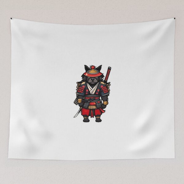 Item preview, Cool Japan samurai puppy black dog designed and sold by KorArtStudio.